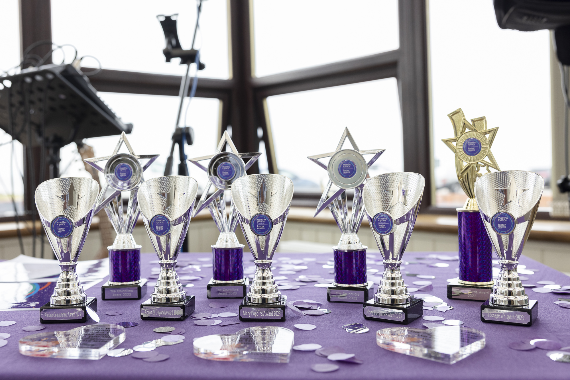 Awards on a table